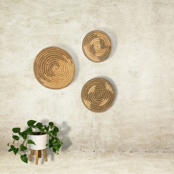 Seagrass & Bamboo Wall Basket Set - Natural - Picture 4 of 6